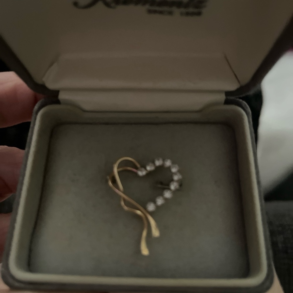 Vintage kermentz 10kt Gold filled heart and diamond Pendant